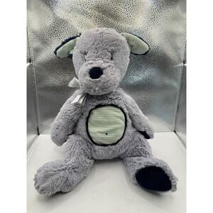 Douglas Baby Plush Dog Gray Puppy Stuffed Animal Blue Ears Bow Tie